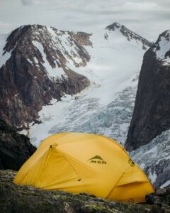 MSR tent and mountains
