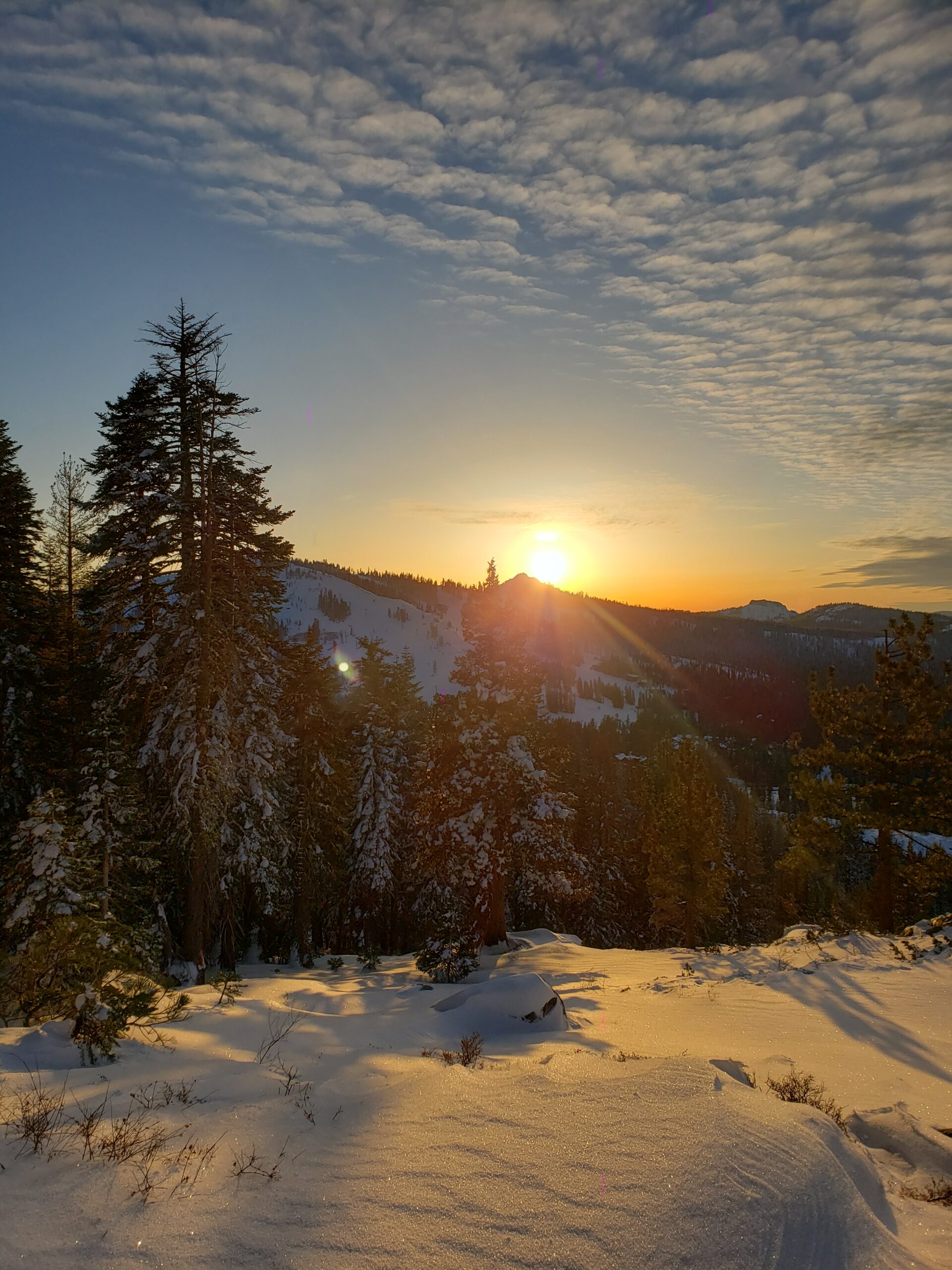 Donner Summit snowshoe hike sunset