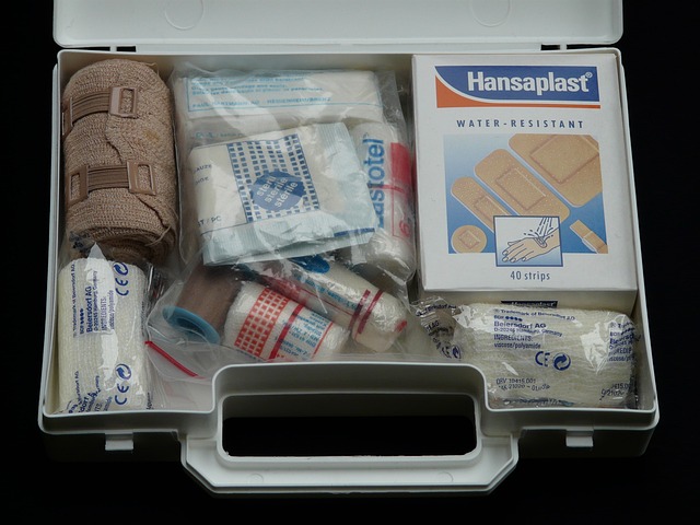 Inside a first aid kit