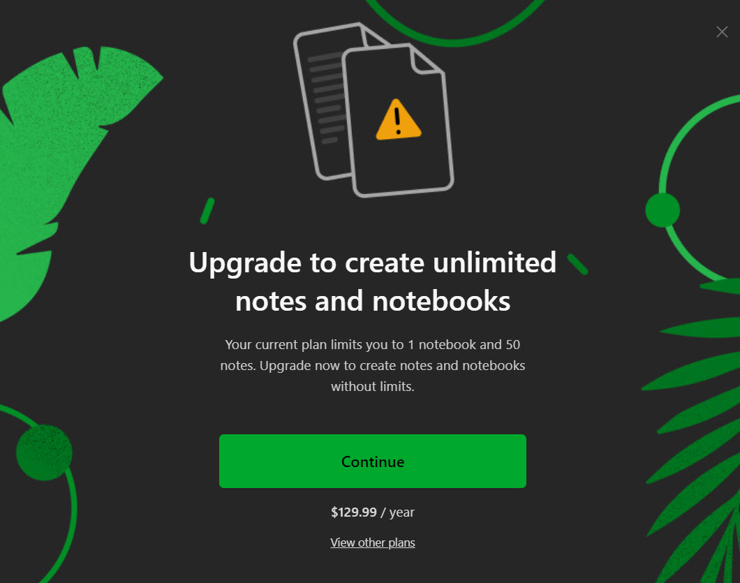 Evernote forcing you to upgrade