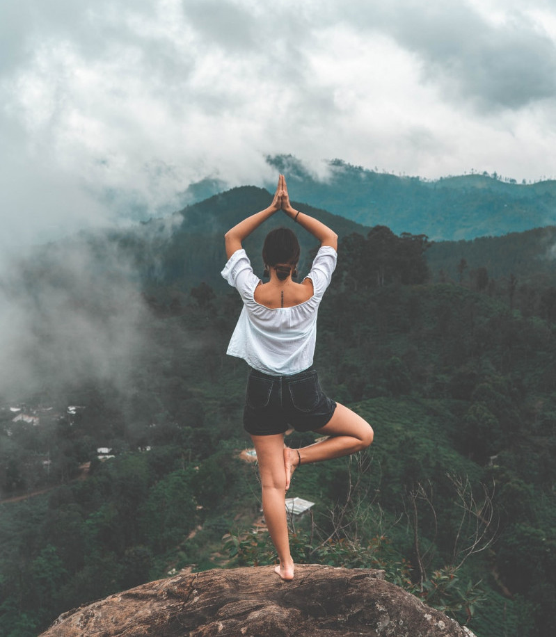 Yoga Mountain Pose with an epic view