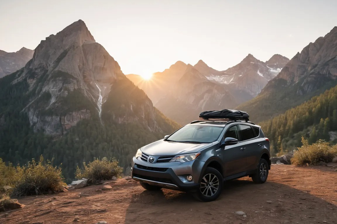 Rav4 mountains and sunset