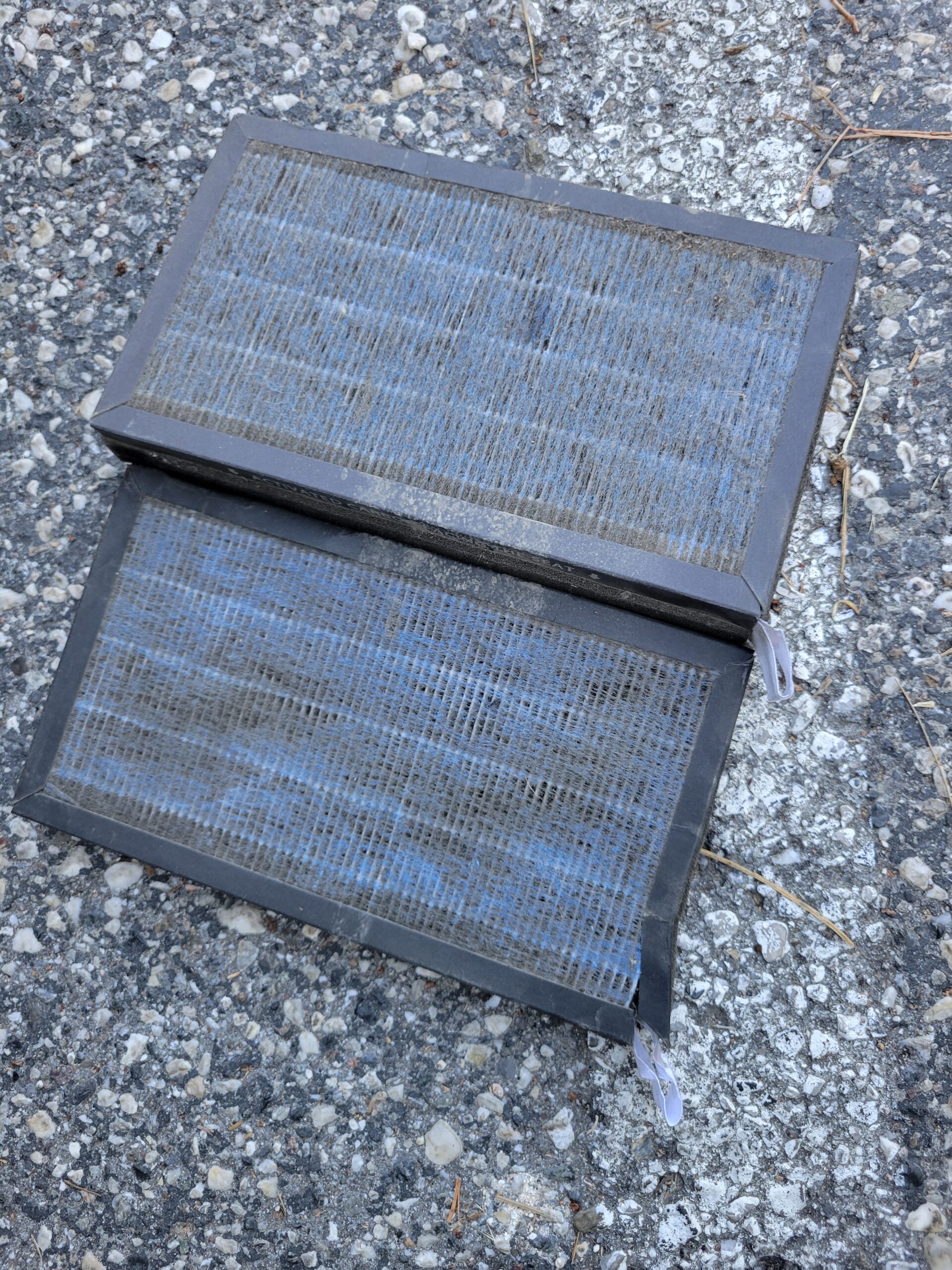 Dirty air filters from Tesla Model 3