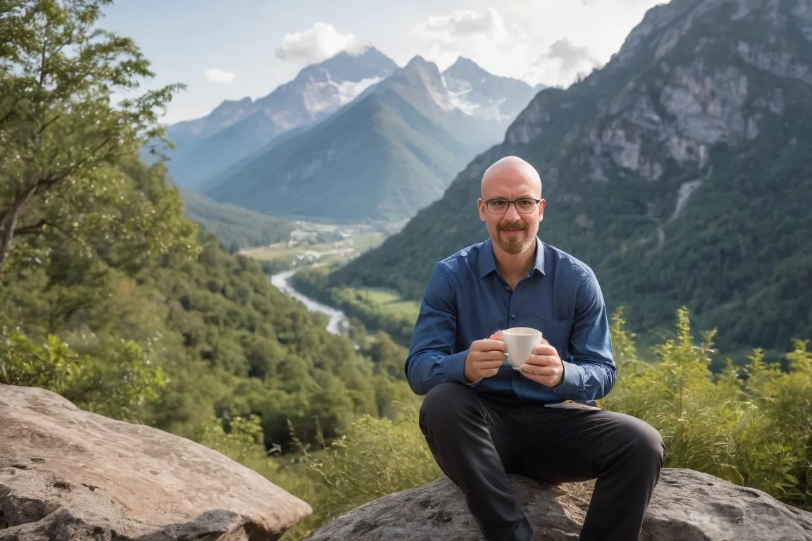 Wilde enjoying tea in the mountains