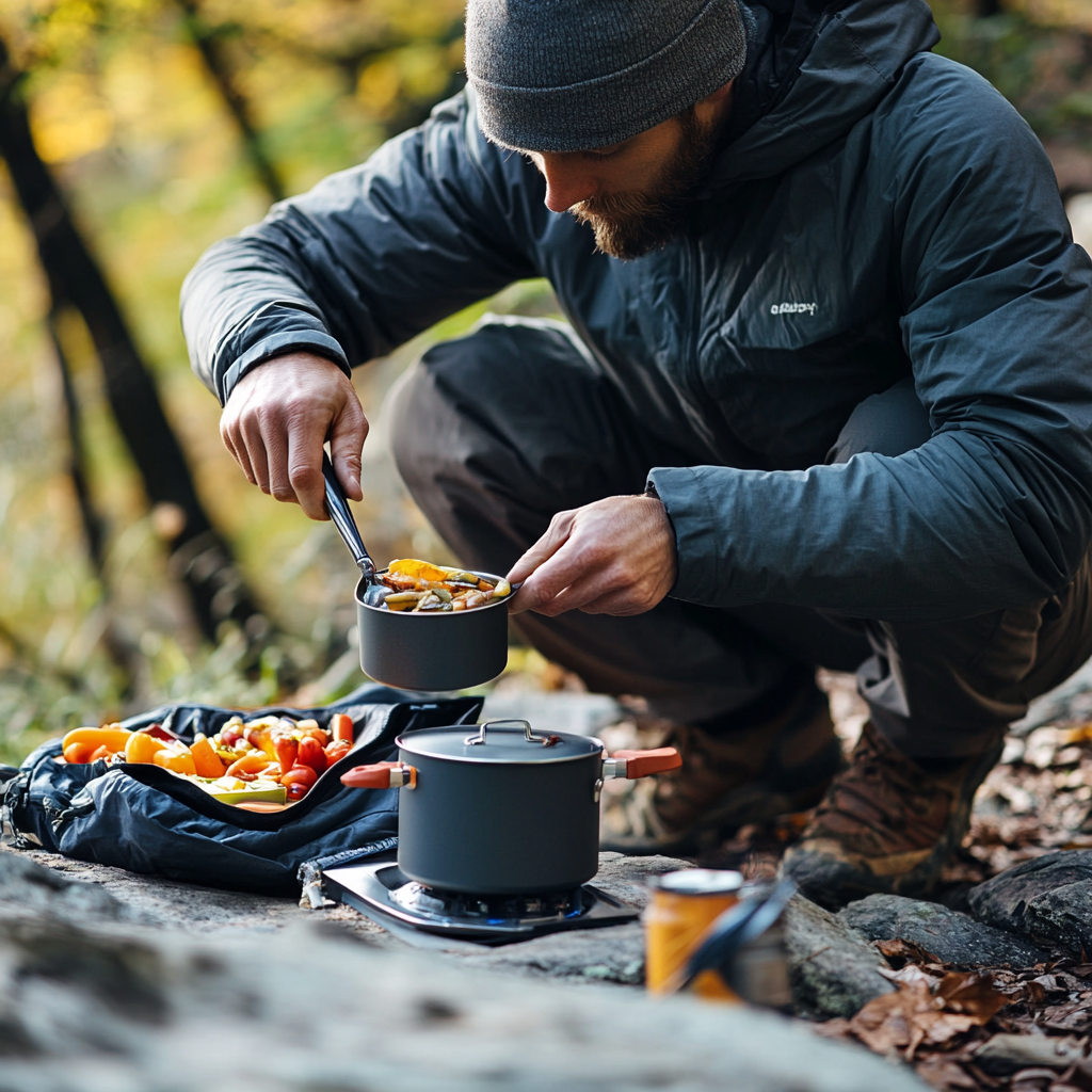 cooking on camp stove