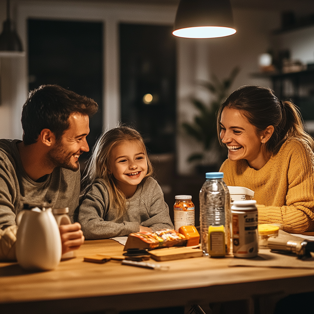 family sitting around a kitchen table