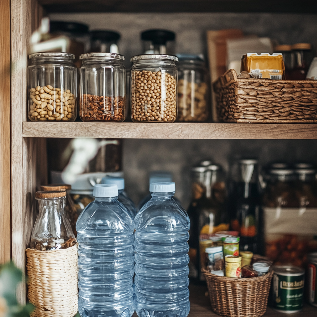 home storage shelf stocked
