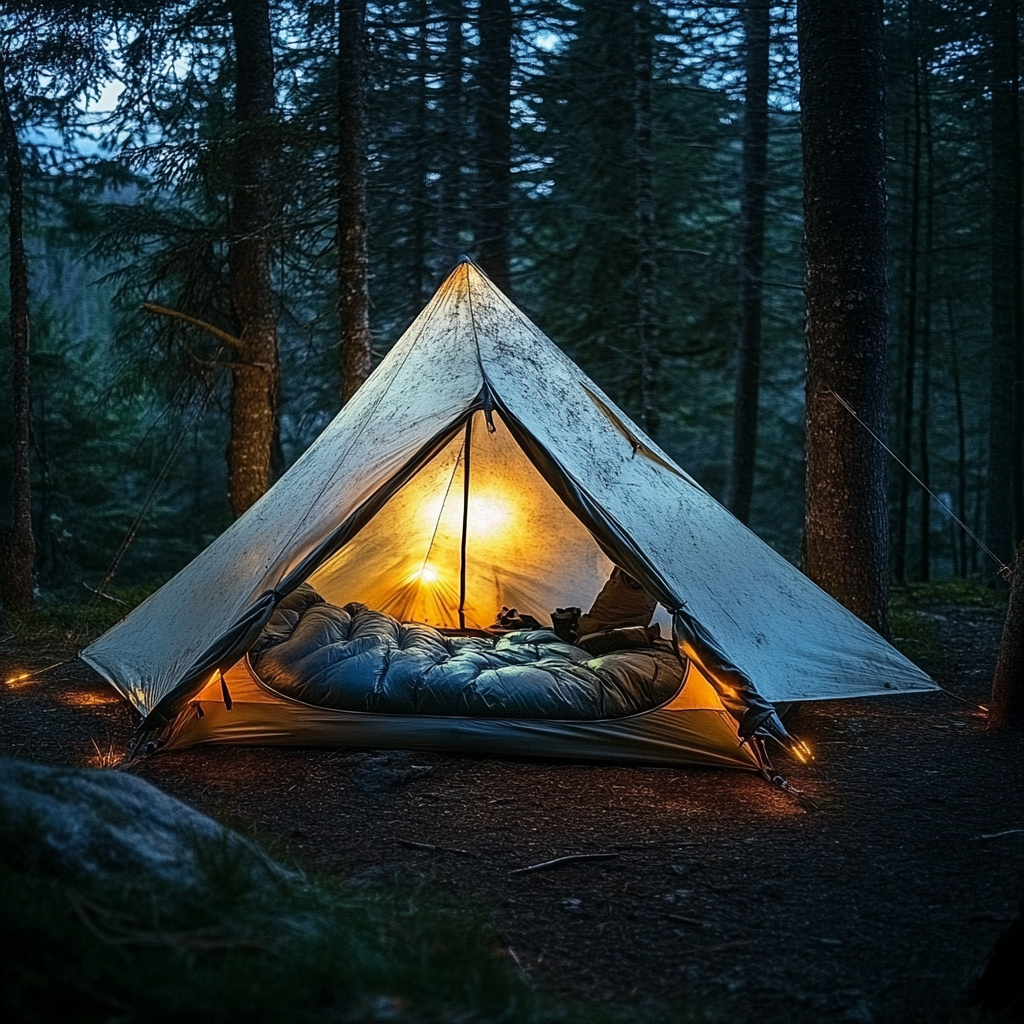 illuminated tent interior