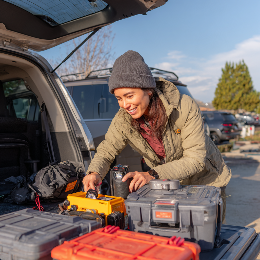 checking emergency gear