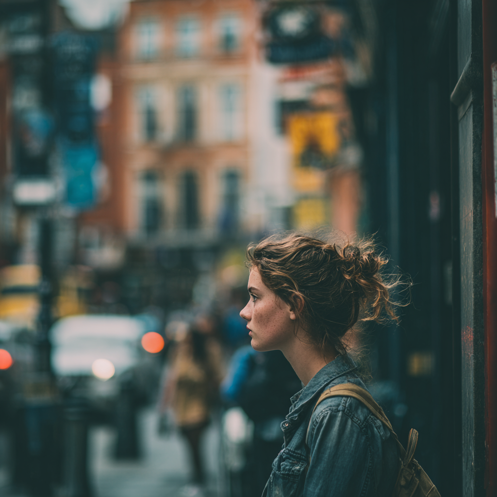 city street observing surroundings carefully