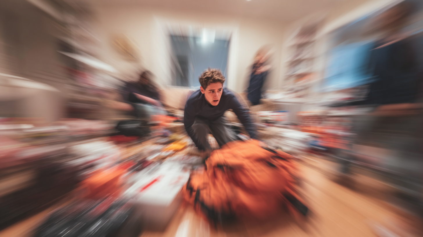 frantic emergency packing