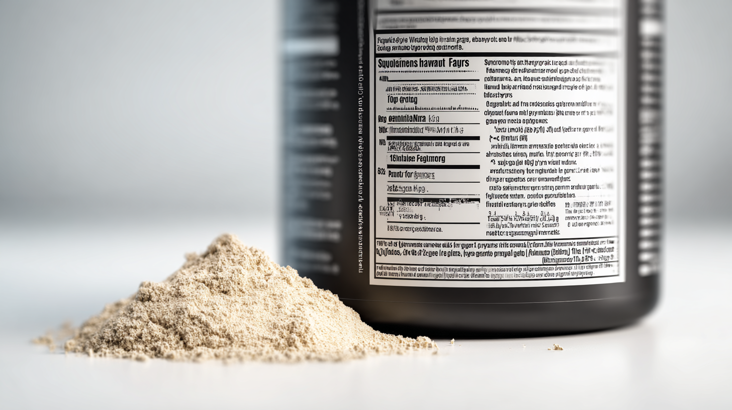 Close-up shot of supplement label